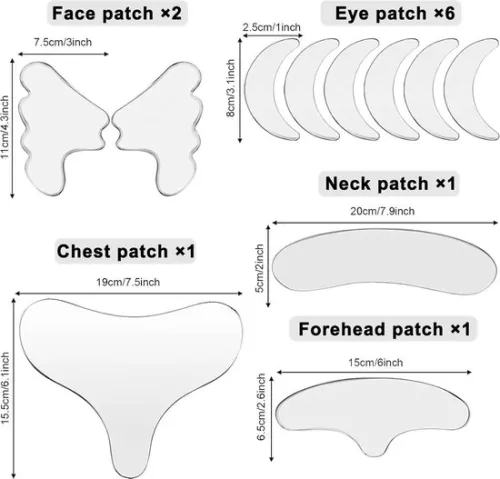 merkloos Herbruikbare siliconen borstrimpelpads - nekrimpelpleisters - voorhoofdpadset - decolletépad - oog-wangstick - Valentijnsdagcadeau (6152342560514)