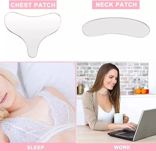 merkloos Herbruikbare siliconen borstrimpelpads - nekrimpelpleisters - voorhoofdpadset - decolletépad - oog-wangstick - Valentijnsdagcadeau (6152342560514)