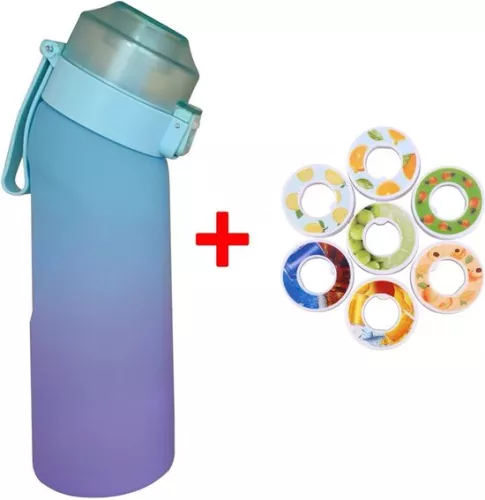 Geurende waterfles - Geurende lucht waterfles - Inclusief 7 pods - Paars/blauw - 650 ml - Tritan - BPA-vrij - Up Starter Kit - Ananas - Citroen - Cola - Energiedrank - Groene druiven - Perzik - Sinaasappel - Fles - waterfles