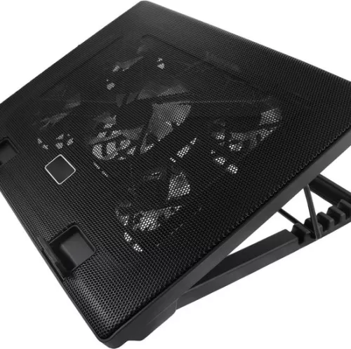 merkloos Laptopkoeler - Laptopkoeling - Ergonomisch - Stil - 5 Ventilatoren - Verstelbaar - Zwart (6150710343387)
