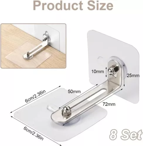 merkloos Anti-kantelmeubel zonder boren - Set van 8 - Muuranker, kindveilig - Anti-kantelhouder voor tv-meubels (8785310227980)