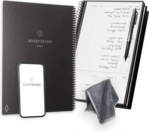 Herbruikbaar digitaal notitieboek - slim notitieblok A4 zwart - to-do-lijst dagboek - week- en maandplanner - Frixion uitwisbare pen - kantoorgadget - Fusion