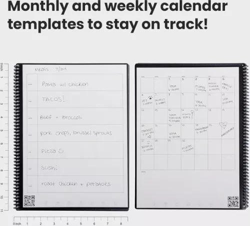 merkloos Herbruikbaar digitaal notitieboek - slim notitieblok A4 zwart - to-do-lijst dagboek - week- en maandplanner - Frixion uitwisbare pen - kantoorgadget - Fusion (8785303872036)