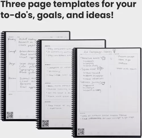 merkloos Herbruikbaar digitaal notitieboek - slim notitieblok A4 zwart - to-do-lijst dagboek - week- en maandplanner - Frixion uitwisbare pen - kantoorgadget - Fusion (8785303872036)