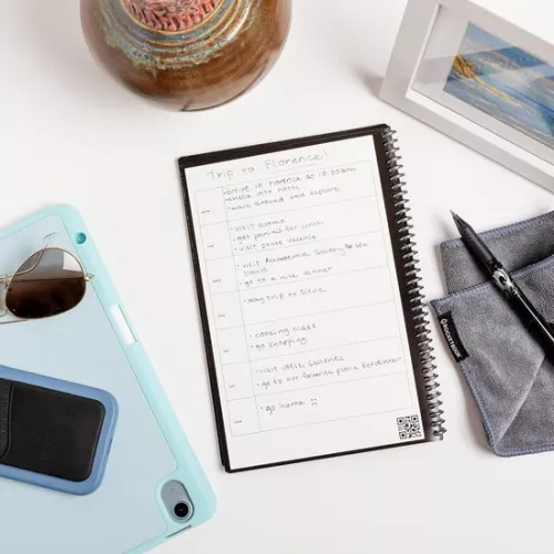 merkloos Herbruikbaar digitaal notitieboek - slim notitieblok A4 zwart - to-do-lijst dagboek - week- en maandplanner - Frixion uitwisbare pen - kantoorgadget - Fusion (8785303872036)