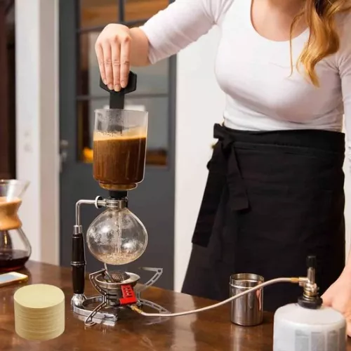 merkloos 400 stuks ronde koffiefilterpapieren 58 mm ongebleekte wegwerpfilters voor espressopapier voor koffiezetapparaten, thuis, café, bruin (6151833515538)