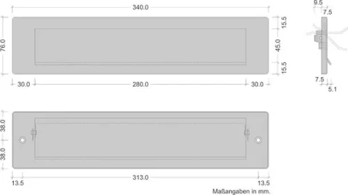 merkloos Brievenbusklep van roestvrij staal voor de voordeur - Modern design met grote brievenbusopening 340 x 76 mm (6152038146176)