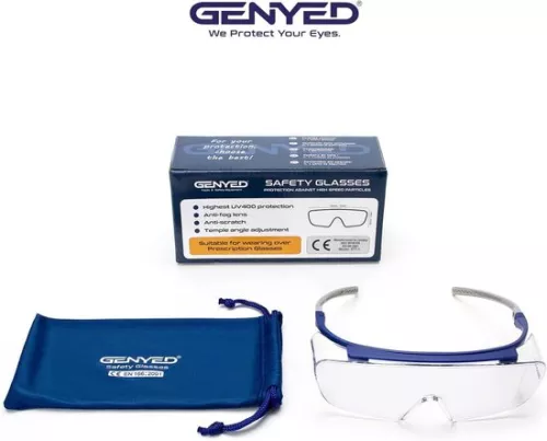 merkloos Veiligheidsbrillen Brildragers CE EN166 gecertificeerd Krasbestendig Anti-condens UV400 lenzen Verstelbare tempelhoek Omsluitend (6152534393319)
