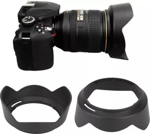 merkloos Zonnekap HB-53 Zwarte plastic zonnekap voor Nikon AF S 24-120mm F 4G ED VR lenzen met inhoud. (8785310189271)