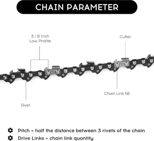 merkloos Zaagkettingen 40 cm 3/8 inch LP 13 mm - 59 aandrijfschakels - Stihl Dolmar Husqvarna Einhell Makita - kettingzaagslijper - set van 2 (8785306032741)