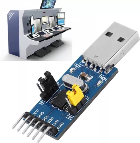 merkloos USB naar IIC I2C UART-converteradaptermodule - Downloaden van seriële gegevens-ISP-programma - Weergave van LED-lampstatus - Spanningsuitgang. (8785310337641)