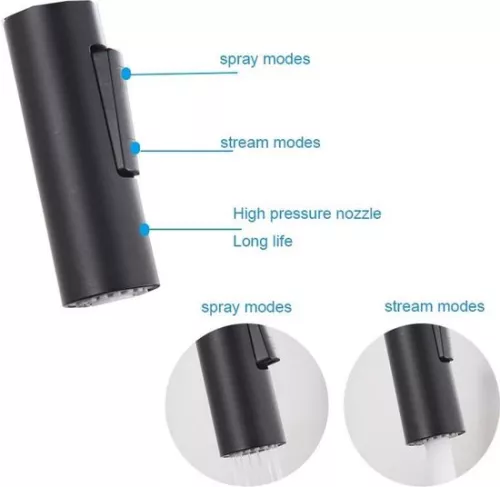 merkloos Keukenkraan - uittrekbare uitloop - 360° draaibare mengkraan - zwart (6091657453435)