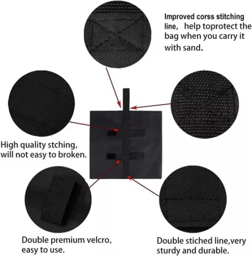 merkloos Verzwaarde opbergzak voor pop-up tent - verzwaard voor stabiliteit - set van 4 - zwart (9502217381596)