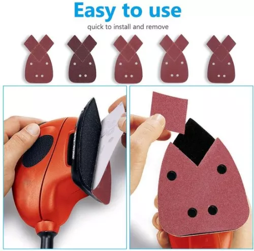 merkloos Schuurvellen | 50 stuks + schuurpapier Mouse schuurmachine | Vervangkoppen | Korrel 40/60/80/120/240 | Handschuurmachine Black and Decker Detail (8785304484443)