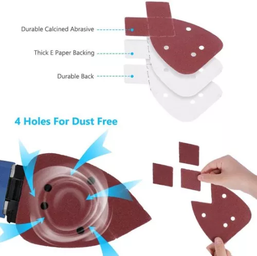 merkloos Schuurvellen | 50 stuks + schuurpapier Mouse schuurmachine | Vervangkoppen | Korrel 40/60/80/120/240 | Handschuurmachine Black and Decker Detail (8785304484443)