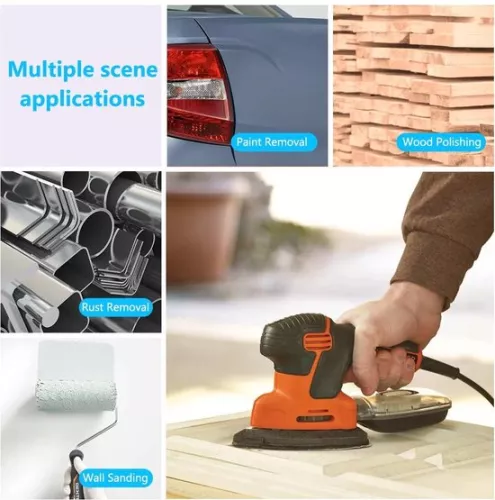 merkloos Schuurvellen | 50 stuks + schuurpapier Mouse schuurmachine | Vervangkoppen | Korrel 40/60/80/120/240 | Handschuurmachine Black and Decker Detail (8785304484443)