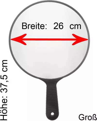 Kosmetex Handspiegel Grote Diameter 26 cm Salonspiegel Zwart Handspiegel 1:1 Groot (4050385973648)