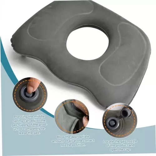 merkloos Opblaasbaar donutkussen 45x40 cm - met gaten 13x15 cm - Pijnverlichtend zitkussen - voor thuis en op kantoor (6116399428081)