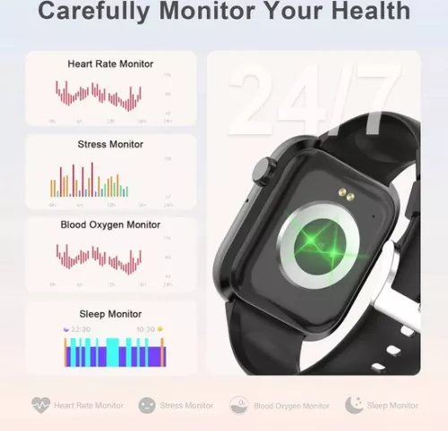 merkloos Smartwatch voor mannen en vrouwen met Bluetooth, 1,83 inch HD, 110+ sportmodi, slaapmonitor, SpO2, hartslagmeter, IP68, fitnesshorloge voor iOS en Android (6152605831863)