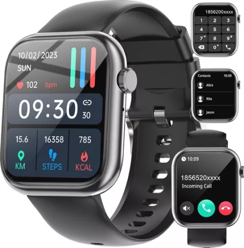 Smartwatch voor mannen en vrouwen met Bluetooth, 1,83 inch HD, 110+ sportmodi, slaapmonitor, SpO2, hartslagmeter, IP68, fitnesshorloge voor iOS en Android