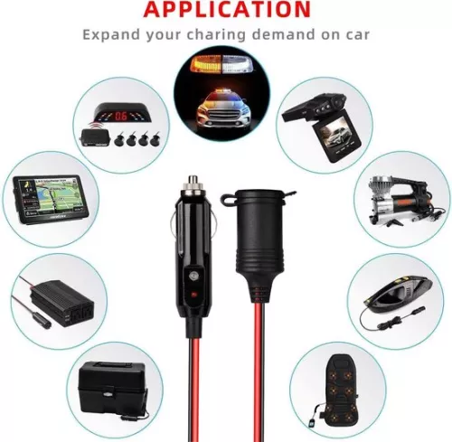 merkloos Verlengkabel voor sigarettenaansteker - 3 m waterdicht - 20 AWG - 15A zekering - 12V/24V - DC-adapter voor boot en motorfiets (8785305910729)