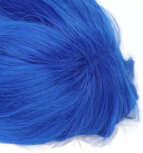 merkloos Korte, pluizige, blauwe anime cosplay-feestkostuum met synthetisch haar. (6151923685653)