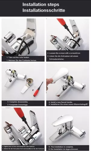 merkloos Enkelvoudige kraanhendelset 25mm/35mm/40mm cartouche - universele metalen vervangingshendel - knop en stelschroef - gepolijst chroom (8785309523208)