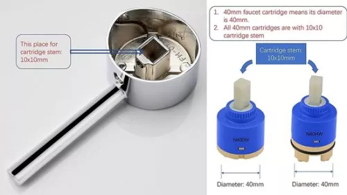merkloos Enkelvoudige kraanhendelset 25mm/35mm/40mm cartouche - universele metalen vervangingshendel - knop en stelschroef - gepolijst chroom (8785309523208)