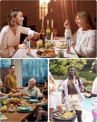 Merkloos Sangcon elektrische zout- en pepermolenset - USB oplaadbaar - roestvrij staal - set van 2 (6152404041005)