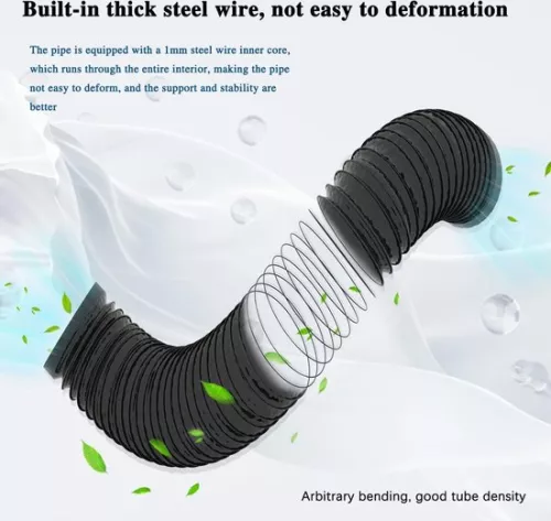 merkloos 125 mm flexibele aluminium buis - PVC afzuigslang - flexibele luchtkanalen - zwarte aluminium buis - max. lengte 5 m - voor afzuigkappen - mobiele airconditioners - hydrocultuur - buisventilatoren (8785299880442)