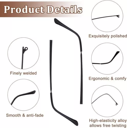 merkloos Vervangende brilpootjes | Brillenpootjes | Universele brilmontuurvervanging met schroevendraaier en ring | HTML-inhoud | 4 stuks | 2 kleuren. (8785310236388)