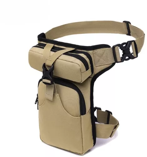 Motorfiets beentas voor mannen en vrouwen, dijbeentas, canvas heuptas, stevige tactische tas, verstelbare heupband, heuptas voor wandelen, fietsen, vissen, vrije tijd, Khaki
