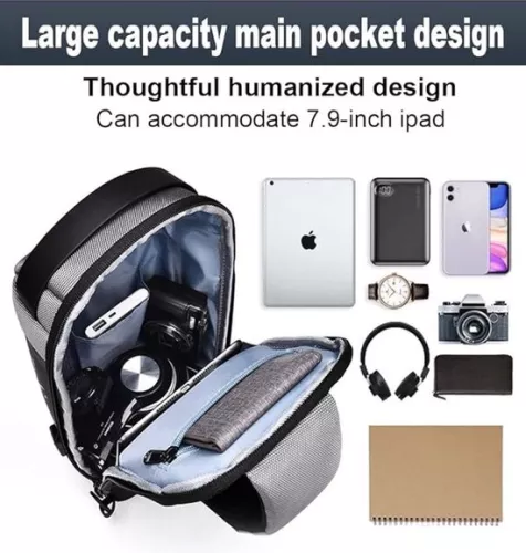 merkloos Schoudertassen - Crossbodytas - Borsttas - Antidiefstal & Waterdicht - Met USB - Dames - Heren - Crossbodytas Heren - Stijlvolle en Praktische Slingbag - Crossbodytas voor Dagelijks Gebruik, Wandelen, Reizen & Festivals - 33x16x9.5cm (9903226206694)