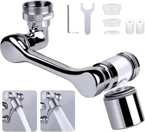 1080° draaibare kraan met filter, draaibare multifunctionele verlengkraan, waterkraan verlengstuk met 2 sproeifuncties, straalregelaar, draaibare kraan, 1 stuk
