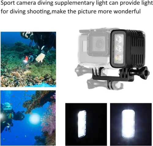 merkloos Waterdichte LED-videolamp voor camera's - Dimbare onderwaterlamp - Duiklamp - Compatibel met GoPro 4 3 2 1 . (8785311195400)
