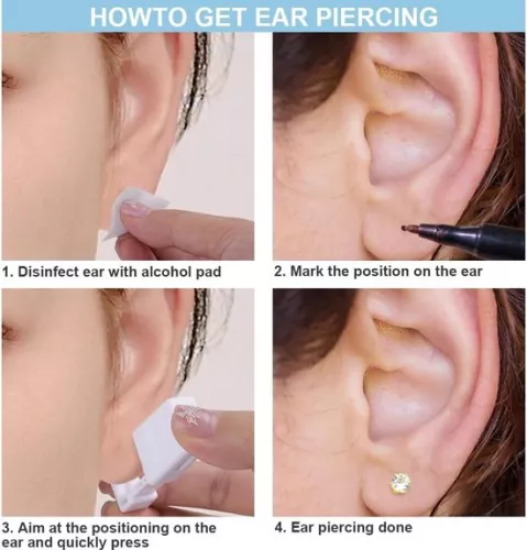 merkloos Pijnloze wegwerp oorpiercingpistoolset - DIY, veiligheid, asepsis - inclusief 10 oorknopjes (6152325950936)