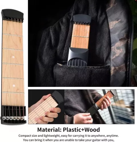 merkloos Draagbare gitaaroefentool met 6 frets voor linkshandigen - Gitaargadget, akkoordentrainer voor beginnende gitaristen (8785307206912)