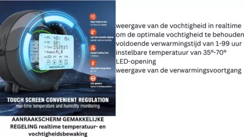 Jacer SUNLU S2 FDM 3D-printer filamentdroger, snel en gelijkmatig drogend, ingebouwde ventilator, 360° verwarming, 4,6-inch touchscreen, filamentdroger (8721098680647)