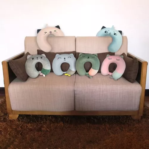 merkloos Zacht traagschuim nekkussen voor volwassenen en kinderen - U-vormig reiskussen voor thuis, op kantoor, op de camping en op reis - Groen (7595980995802)