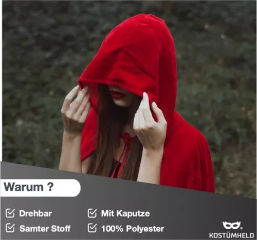 Merkloos Halloween vampier kostuum cape - rood & zwart - cape met capuchon voor kinderen & volwassenen - dames & heren (8785300201815)