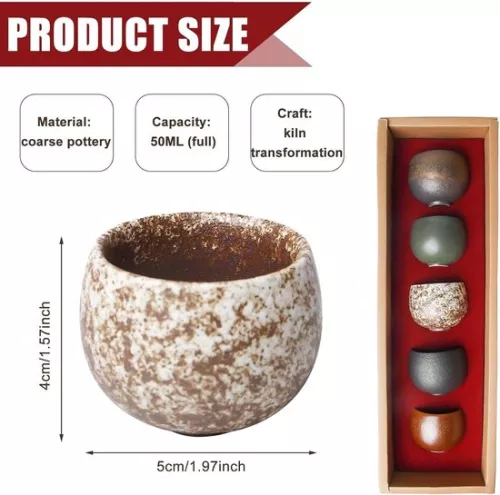 merkloos Espressokopjesset van 5 50 ml - dik keramiek - zonder oor - hoogwaardig aardewerk - cadeau voor dames en heren. (8785310191076)