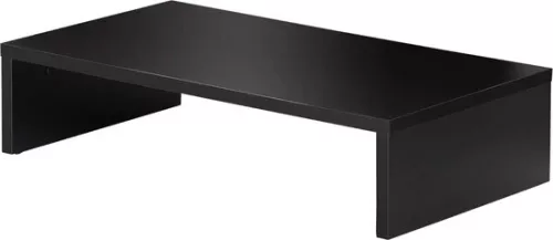 Monitorstandaard met houten verhoger voor pc, laptop, scherm en printer voor bureaus - 425x235x10cm - Max. belasting: 15 kg, zwart