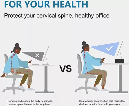 merkloos Monitorstandaard met houten verhoger voor pc, laptop, scherm en printer voor bureaus - 425x235x10cm - Max. belasting: 15 kg, zwart (8785297097330)