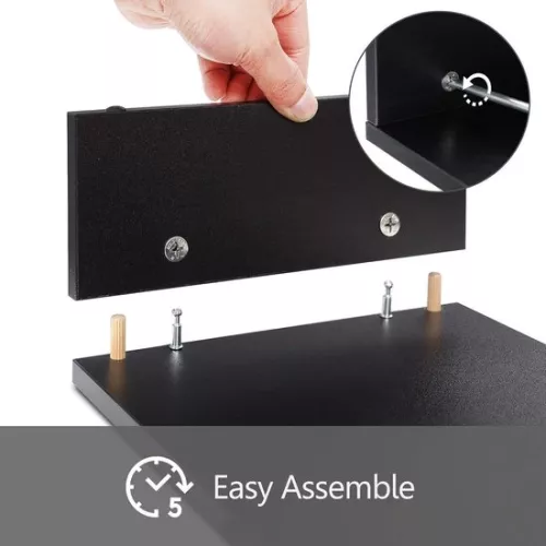 merkloos Monitorstandaard met houten verhoger voor pc, laptop, scherm en printer voor bureaus - 425x235x10cm - Max. belasting: 15 kg, zwart (8785297097330)