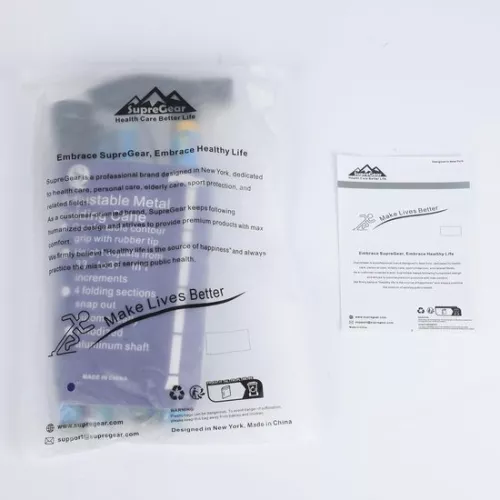 merkloos Opvouwbare wandelstok - 5 niveaus verstelbaar - Lichtgewicht en draagbaar - Polsband en T-handgreep - Ouderen en gehandicapten - Blauwe bloemenprint (6152926816877)