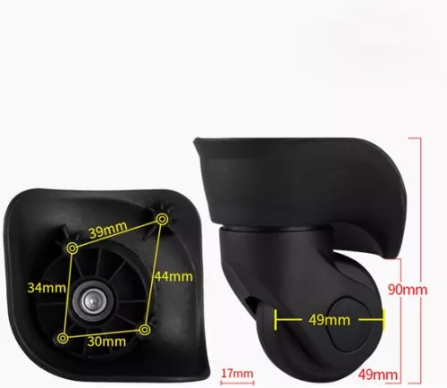 merkloos Paar universele kofferwielen, duurzaam rubber, stil, multidirectioneel, geschikt voor kofferbagage, reservewieltjes (klein zwart, 2 stuks) (9010050846313)