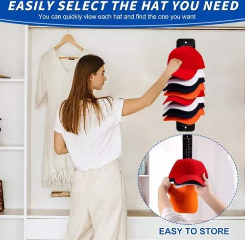 merkloos Hoedenstandaard voor wandmontage - Zelfklevende hoedenstandaard voor 16 hoeden - Zwart. (8785308356043)