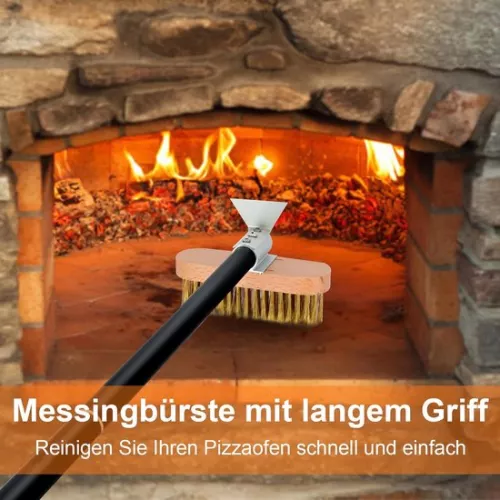 merkloos Set van 4 pizza-accessoires voor thuis en in restaurants: geperforeerde pizzaschep, pizzaspatel en reinigingsborstel (9504593776461)