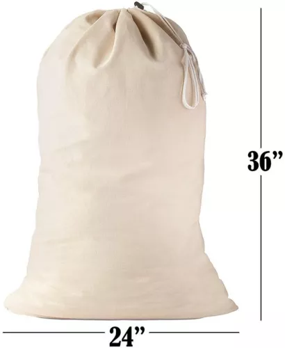 merkloos Set van 2 waszakken 91,5 x 61 cm 100% katoen - Extra grote, stevige waszak - Reiswasverzamelaar Herbruikbare wasbox Kledingzak Opbergruimte (8410900557733)