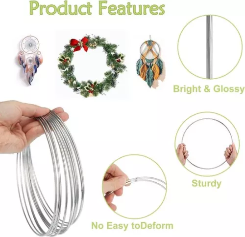 Merkloos Metalen ringen 20 cm - Set van 12 - Dromenvangerringen - Zilver - Hobbyringen - Draadringen - Kransdecoratie - Ophangen - DIY - Decoratief (8785307236704)